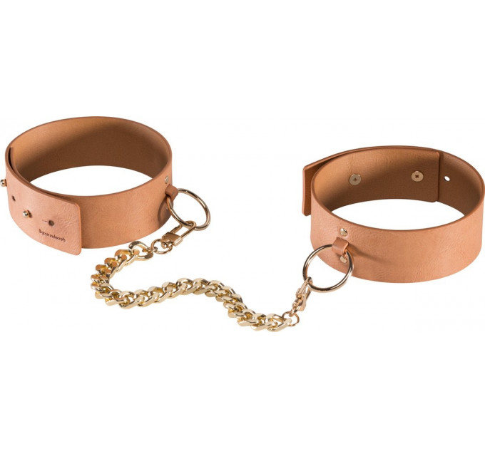 Наручники Bijoux Indiscrets MAZE - Wide Cuffs Brown, экокожа, стильные браслеты
