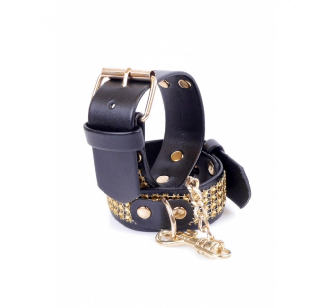 Наручники Fetish Boss Series Handcuffs with cristals 3 cm Gold