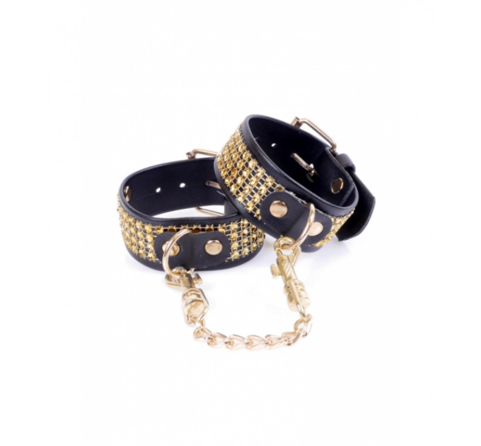 Наручники Fetish Boss Series Handcuffs with cristals 3 cm Gold