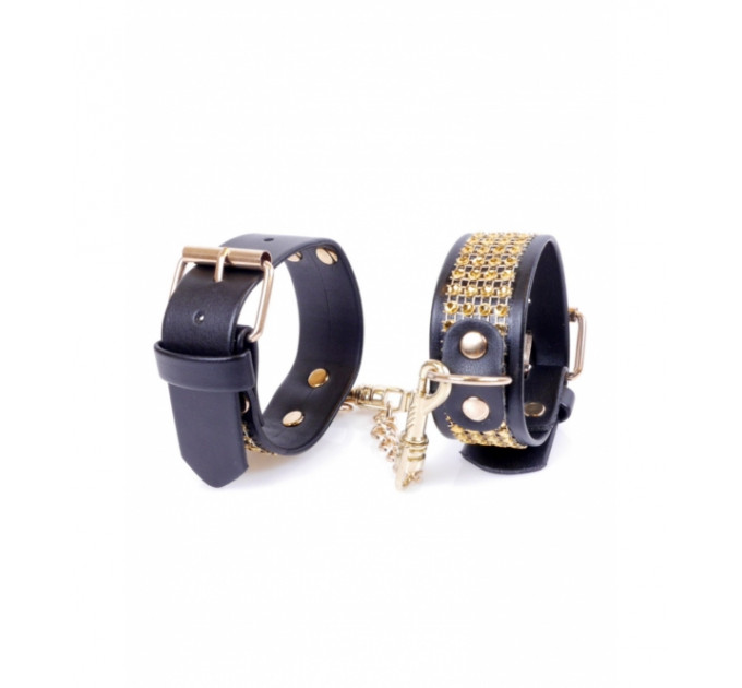 Наручники Fetish Boss Series Handcuffs with cristals 3 cm Gold