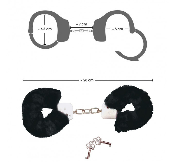 Наручники с черным мехом Bad Kitty Handcuffs, металл