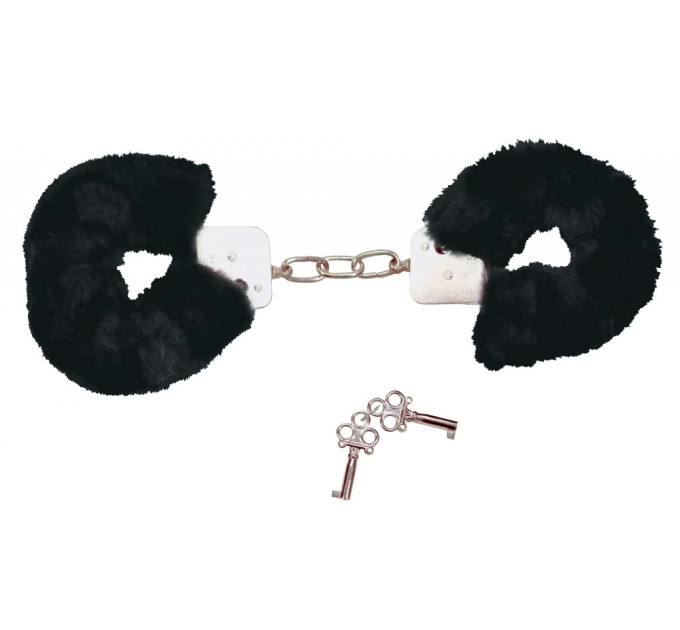 Наручники с черным мехом Bad Kitty Handcuffs, металл