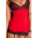 Пеньюар Rene Rofe Hollywood с кружевом и шнуровкой по спинке, красный, S/M