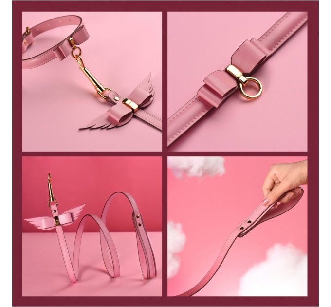 Подарочный набор BDSM итальянская кожа розовый Upko lovely kinky Puppy set
