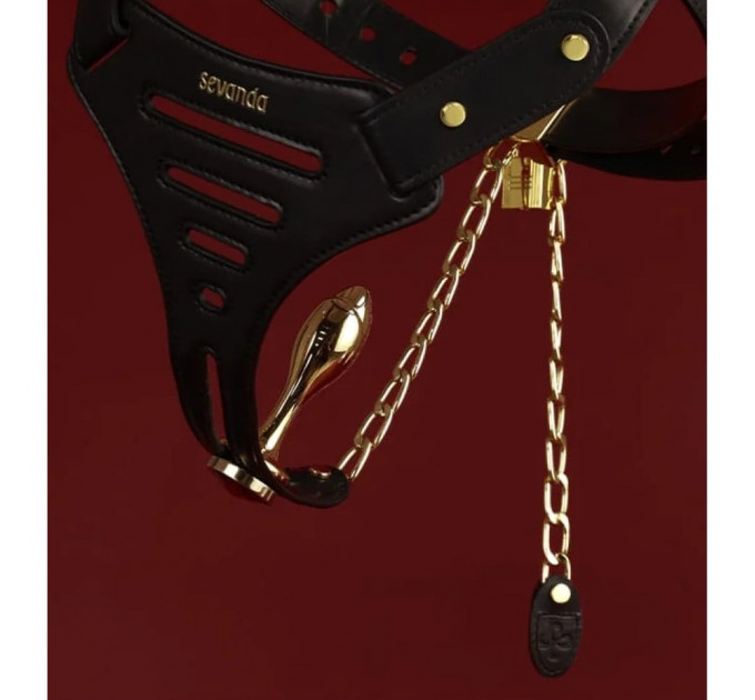 Пояс верности Lockink Sevanda Beg & Ask Chastity Pants с поводком и анальной пробкой, L
