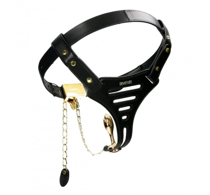 Пояс верности Lockink Sevanda Beg & Ask Chastity Pants с поводком и анальной пробкой, L