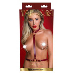 Портупея классическая красная Taboom Bondage in Luxury с золотистыми застежками, S/M