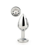 Dt21787 анальна пробка з каменем GLEAMING LOVE SILVER PLUG LARGE