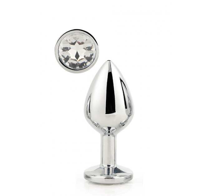 Dt21787 анальна пробка з каменем GLEAMING LOVE SILVER PLUG LARGE