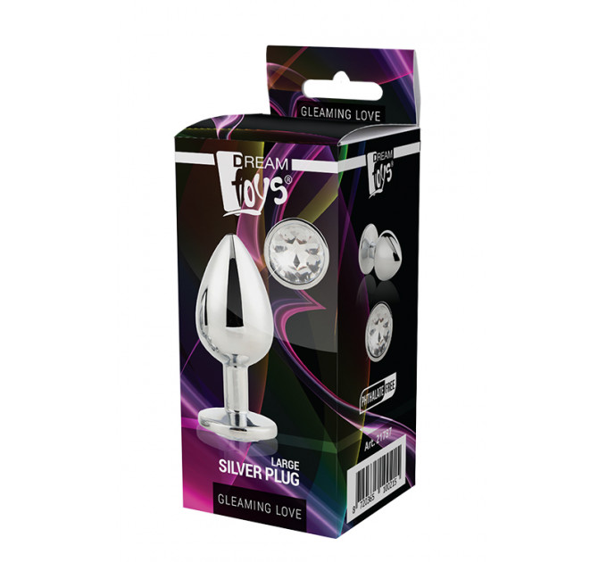 Dt21787 анальна пробка з каменем GLEAMING LOVE SILVER PLUG LARGE