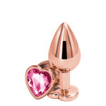 Анальна пробка REAR ASSETS ROSE GOLD HEART PINK, m