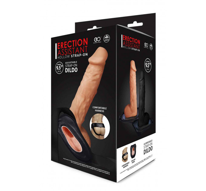 T111888 Страпон чоловічий порожнистий NMC LUST 9.5 INCH HOLLOW STRAP-ON FLESH