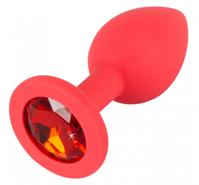 Анальна пробка You2Toys із силікону з каменем, червона, S
