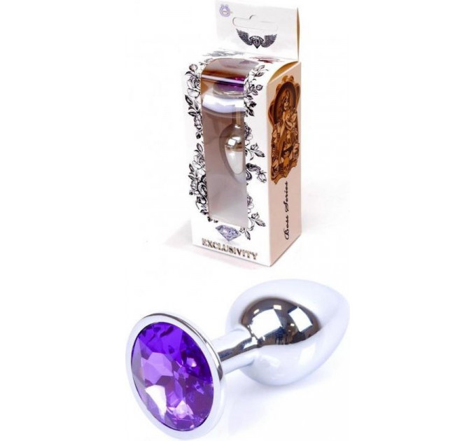 Анальная пробка с камнем Plug-Jewellery Silver PLUG- Purple размер S