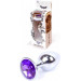 Анальная пробка с камнем Plug-Jewellery Silver PLUG- Purple размер S