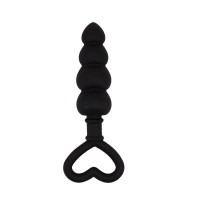 Анальная цепочка со стоппером-сердечком Chisa Black Mont Beaded Luv Probe, черная
