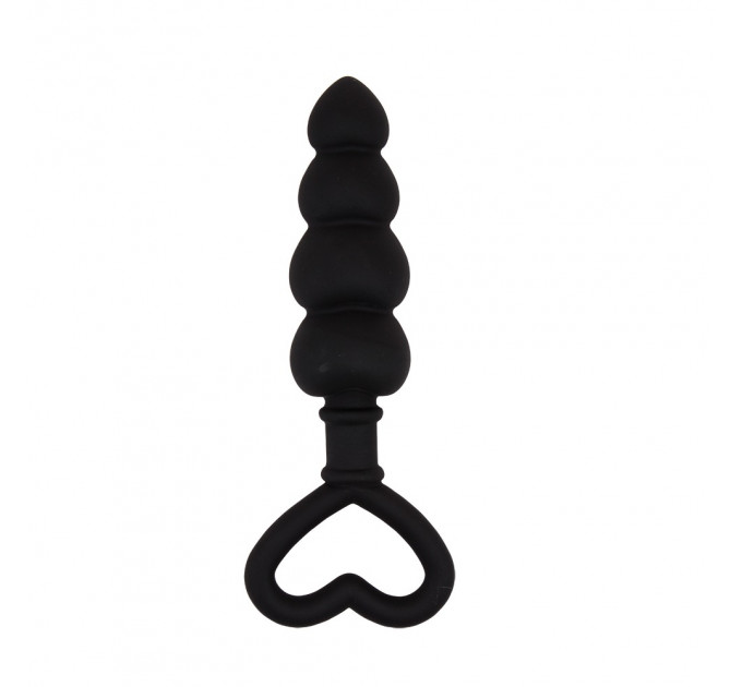 Анальная цепочка со стоппером-сердечком Chisa Black Mont Beaded Luv Probe, черная