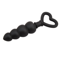 Анальная цепочка со стоппером-сердечком Chisa Black Mont Beaded Luv Probe, черная