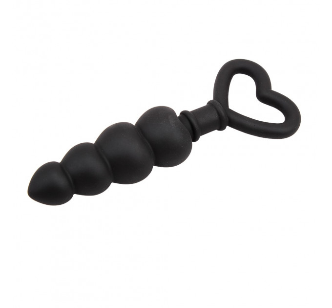 Анальная цепочка со стоппером-сердечком Chisa Black Mont Beaded Luv Probe, черная