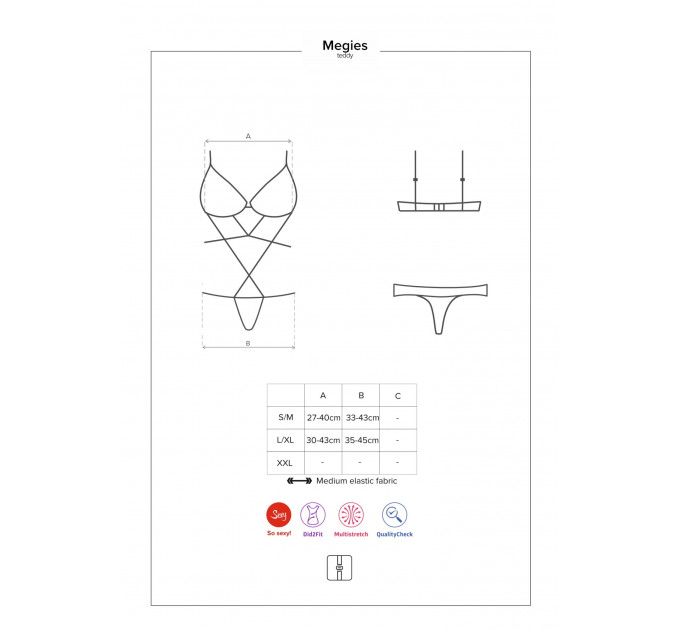 Боди Obsessive Megies с перекрещивающимися стрепами, черно-красный, L/XL