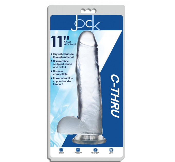 Фаллоимитатор реалистичный на присоске Jock C-Thru прозрачный, 31 см