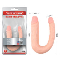 Фаллоимитатор двойной Chisa Ballsy Super Cock Her-Her Overlap #03, бежевый