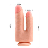 Фаллоимитатор двойной с мошонкой Chisa Ballsy Super Cock Bromeo # 02 на присоске, телесный
