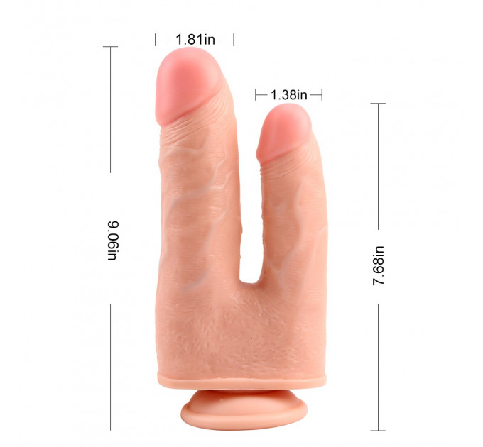 Фаллоимитатор двойной с мошонкой Chisa Ballsy Super Cock Bromeo # 02 на присоске, телесный
