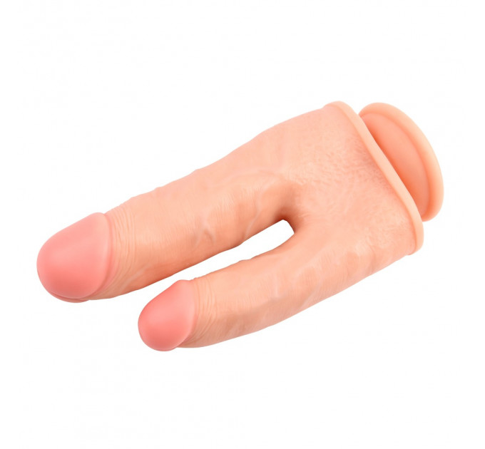 Фаллоимитатор двойной с мошонкой Chisa Ballsy Super Cock Bromeo # 02 на присоске, телесный