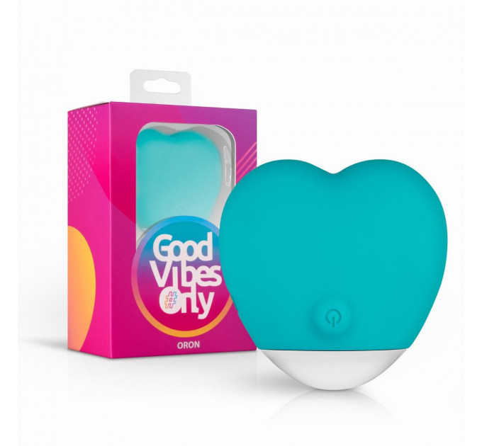 Вибратор для клитора в форме сердца Oron Good Vibes Only, силиконовый, голубой, 6 см