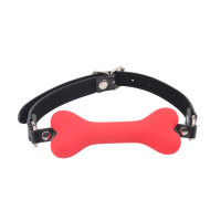 Кляп-косточка красная Chisa Behave! Doggle Bone Bit Gag с черным ремешком