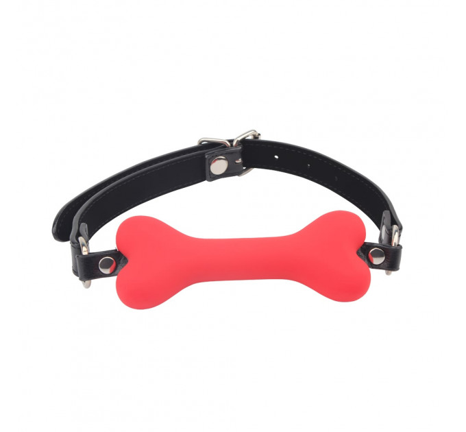 Кляп-косточка красная Chisa Behave! Doggle Bone Bit Gag с черным ремешком