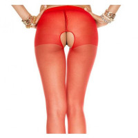 Колготы с интимным вырезом Musiclegs красные, One Size (S-L 34 -40)