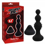 Анальна пробка з вібрацією у вигляді ялинки Chisa Breakout Pro Rocked Hip з різним рельєфом на ярусах, чорна