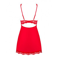 Пеньюар Obsessive Luvae с кружевным верхом, стринги в комплекте, красный, S/M