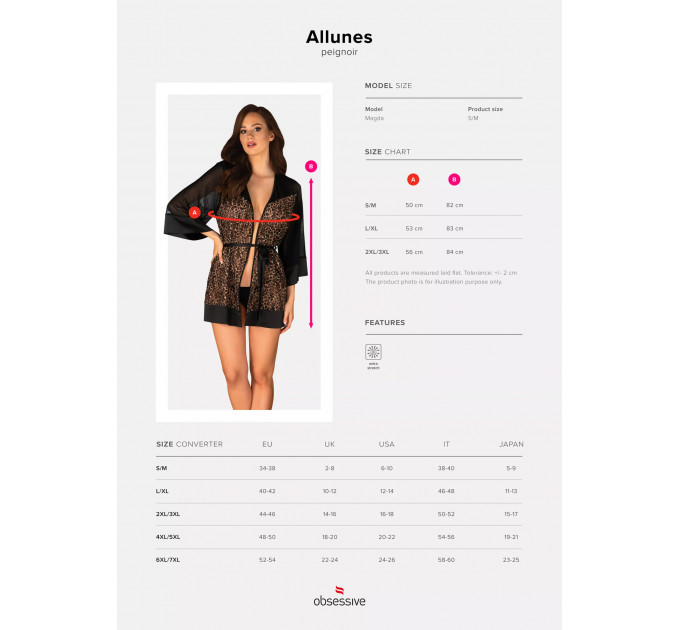 Сексуальный халат Obsessive Allunes L/XL