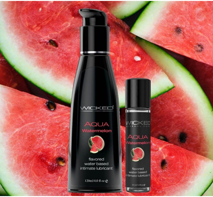 Съедобный лубрикант со вкусом арбуза Wicked Aqua Watermelon Flavored, 120 мл
