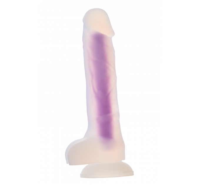 Светящийся фаллоимитатор Dream Toys RADIANT SOFT SILICONE GLOW IN THE DARK DILDO MEDIUM PURPLE