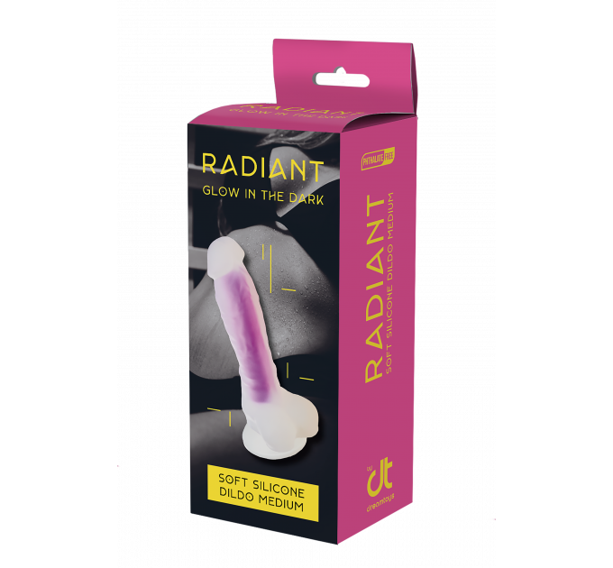 Светящийся фаллоимитатор Dream Toys RADIANT SOFT SILICONE GLOW IN THE DARK DILDO MEDIUM PURPLE