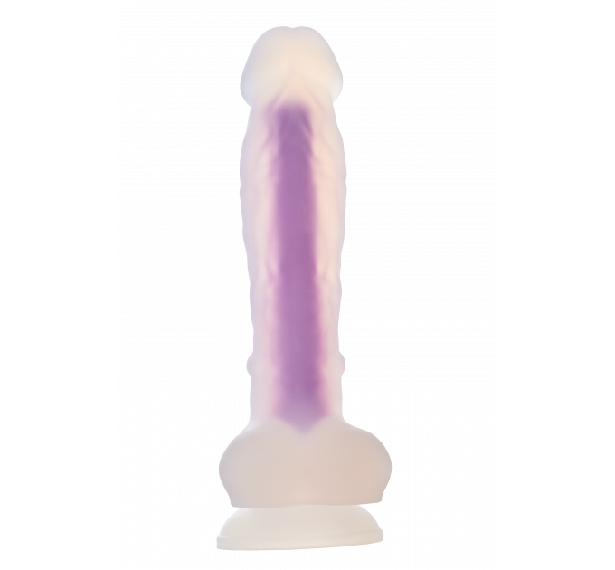 Светящийся фаллоимитатор Dream Toys RADIANT SOFT SILICONE GLOW IN THE DARK DILDO MEDIUM PURPLE