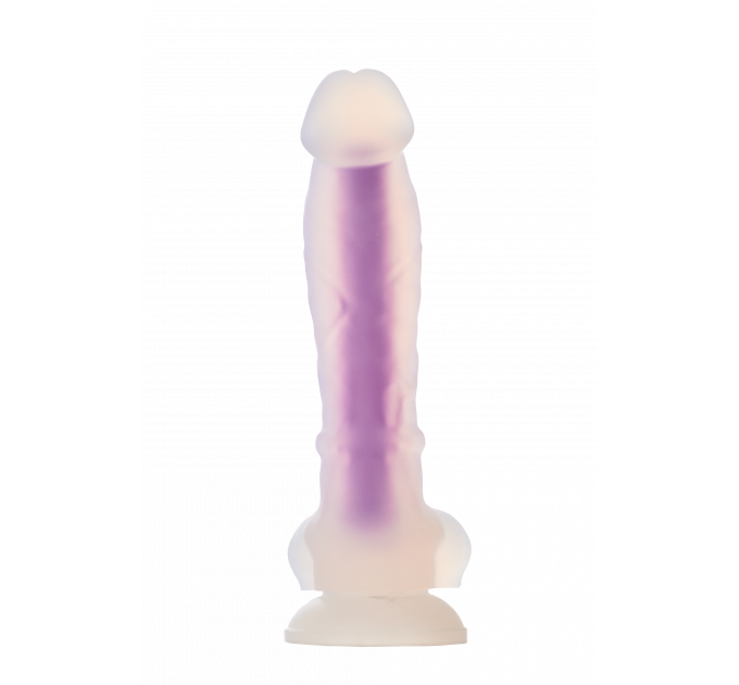 Светящийся фаллоимитатор Dream Toys RADIANT SOFT SILICONE GLOW IN THE DARK DILDO MEDIUM PURPLE