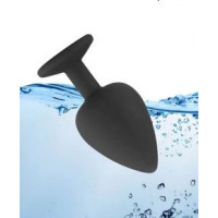 Анальна пробка Black Silicone Heart Diamond, S