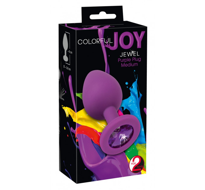 Анальная силиконовая пробка с камнем You2Toys Colorful Joy Jewel, фиолетовая, Medium
