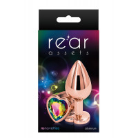 Анальна пробка REAR ASSETS ROSE GOLD HEART RAINBOW, m
