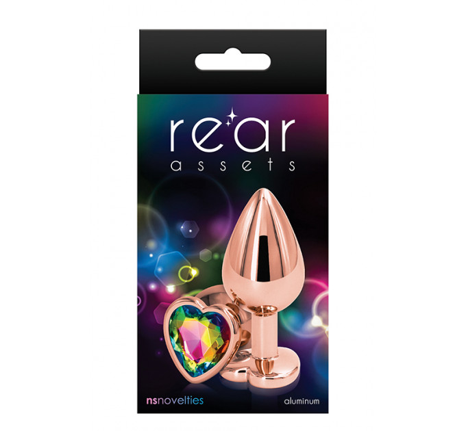 Анальна пробка REAR ASSETS ROSE GOLD HEART RAINBOW, m