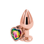 Анальна пробка REAR ASSETS ROSE GOLD HEART RAINBOW, m