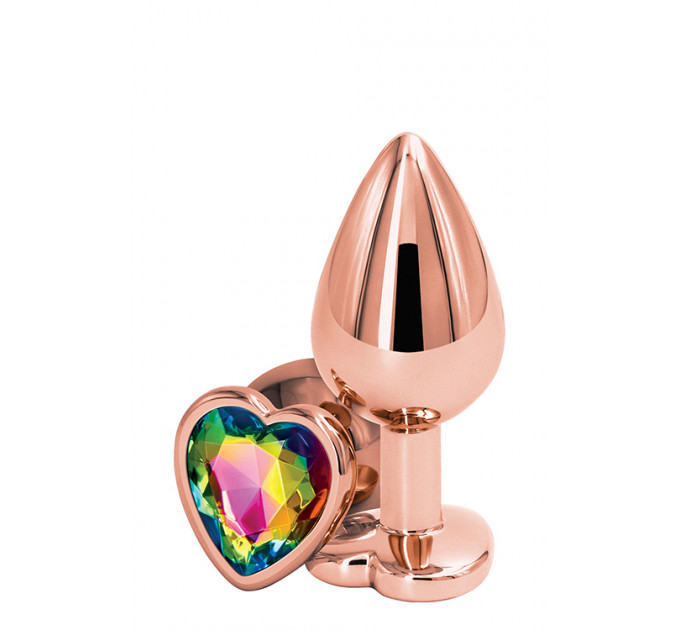 Анальна пробка REAR ASSETS ROSE GOLD HEART RAINBOW, m