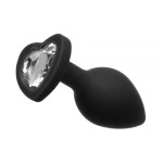 Анальна пробка Black Silicone Heart Diamond, S