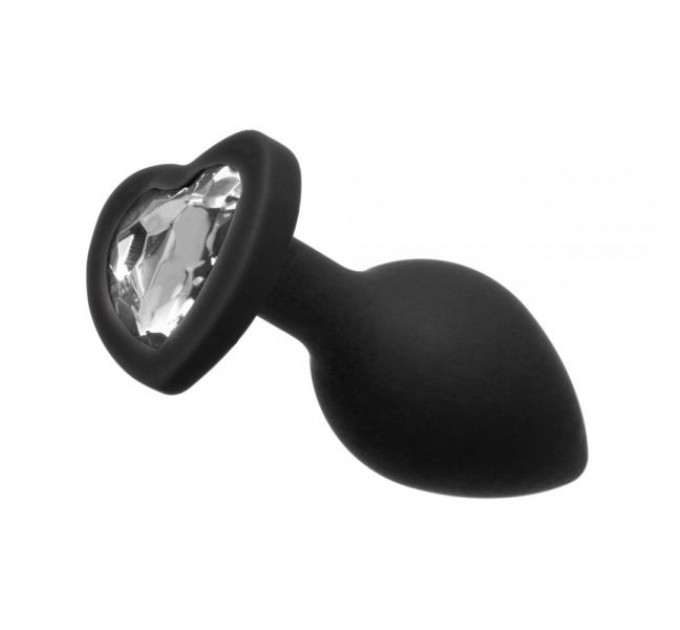 Анальна пробка Black Silicone Heart Diamond, S