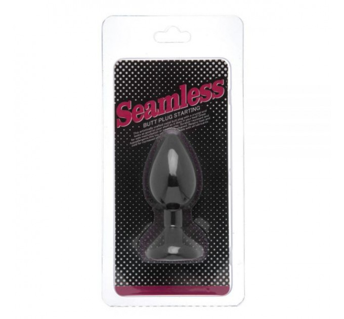 Анальна пробка Black Silicone Heart Diamond, S